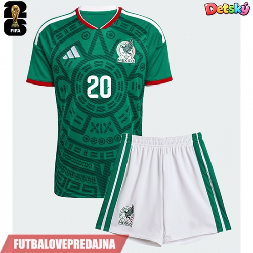 Lacne Dětský Futbalové dres Mexiko Henry Martin #20 MS 2026 Krátky Rukáv - Domáci (+ trenírky)